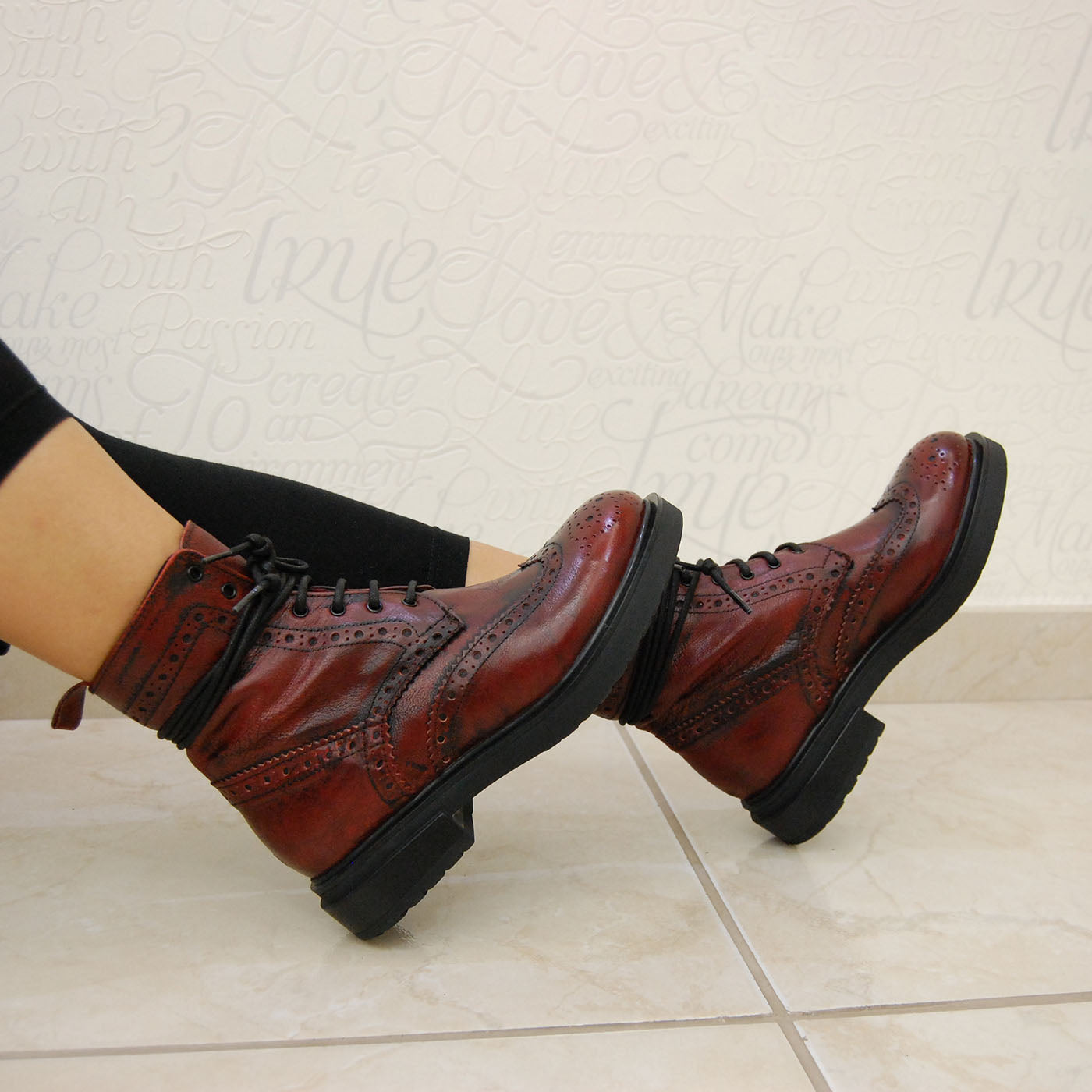 LELA 02 - lace-up ankle boots leather RUBY - History541