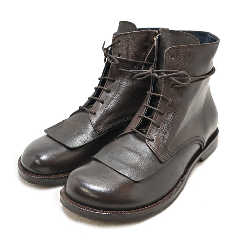 GISELLE 02 - dark brown leather lace-up ankle boot