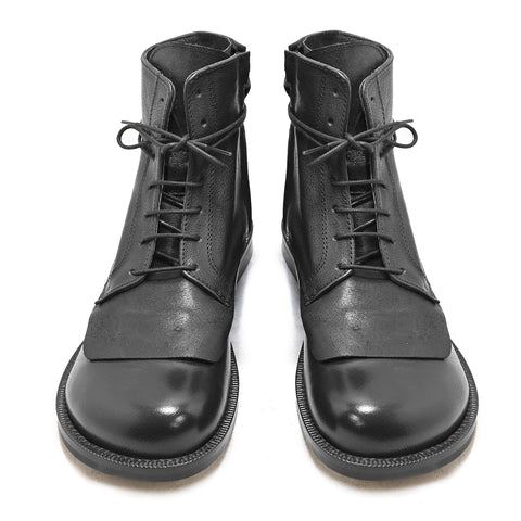 GISELLE 02 - stivaletto stringato pelle NERO