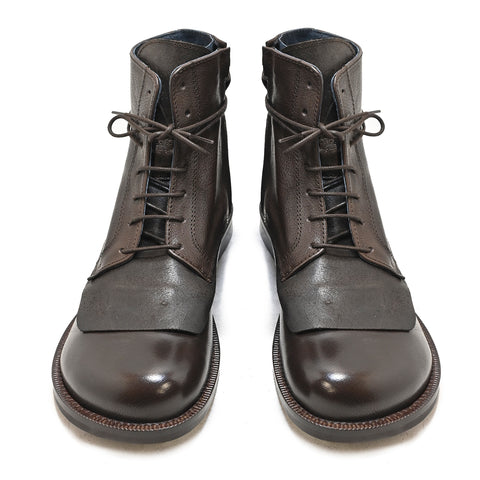 GISELLE 02 - dark brown leather lace-up ankle boot