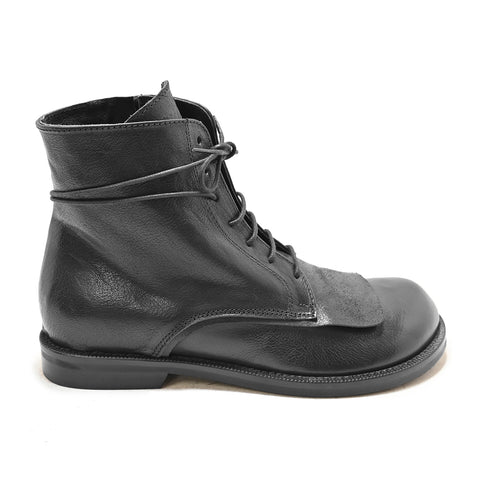GISELLE 02 - stivaletto stringato pelle NERO
