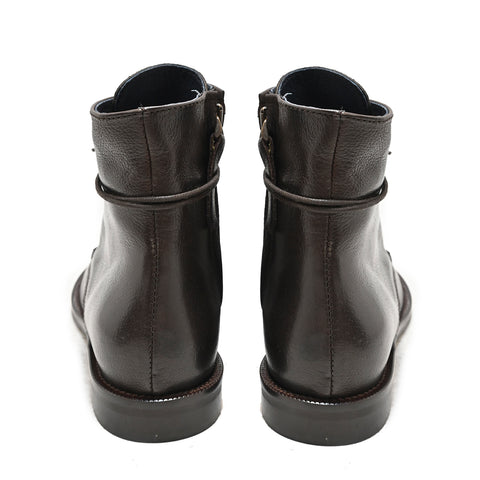 GISELLE 02 - dark brown leather lace-up ankle boot