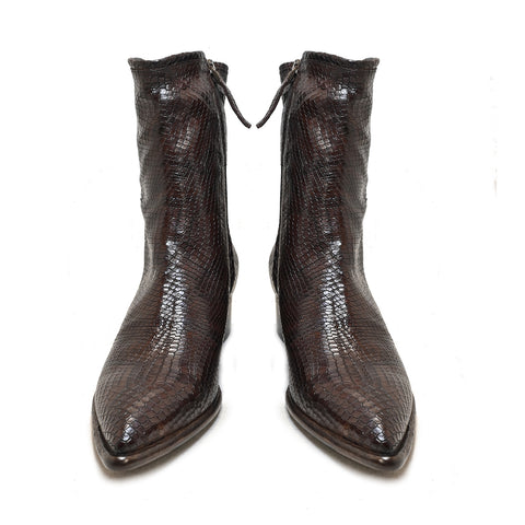 RAYA 07 - dark brown piton print leather ankle boots