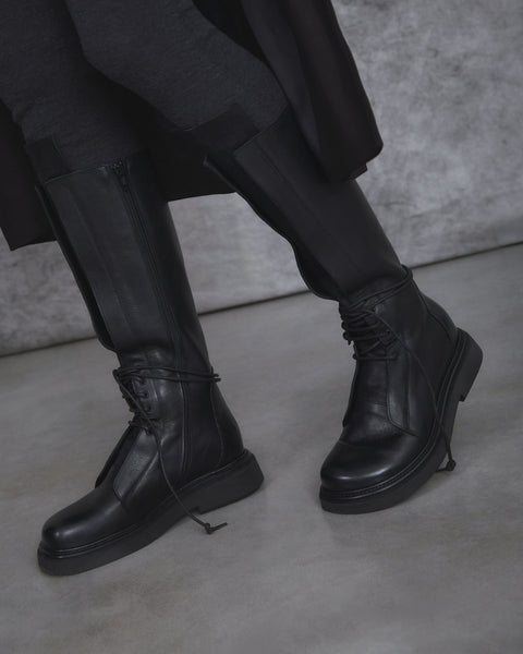 MIRTA 11 - stivale combat boot pelle NERO