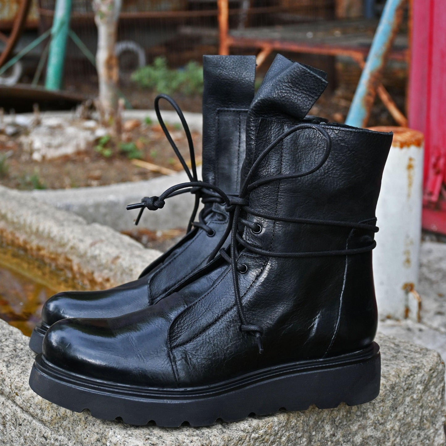 RICH 04 - amphibian ankle boots leather BLACK - History541