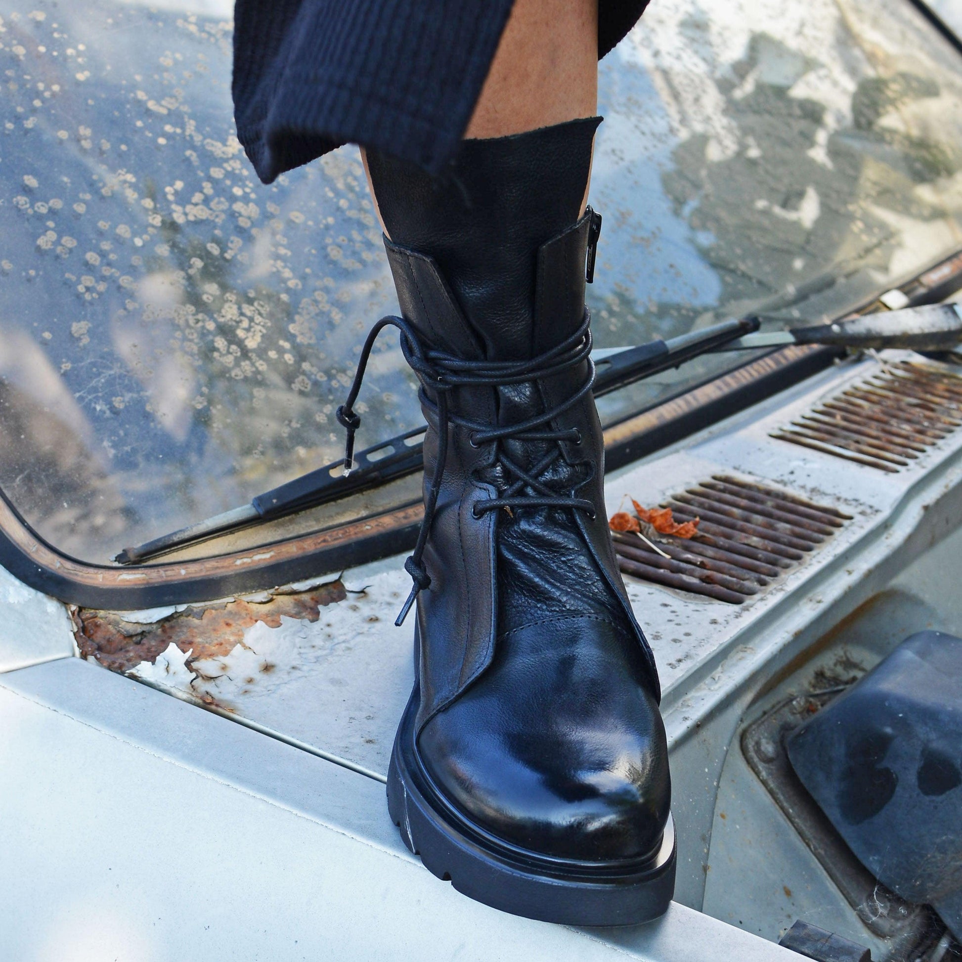 RICH 04 - amphibian ankle boots leather BLACK - History541